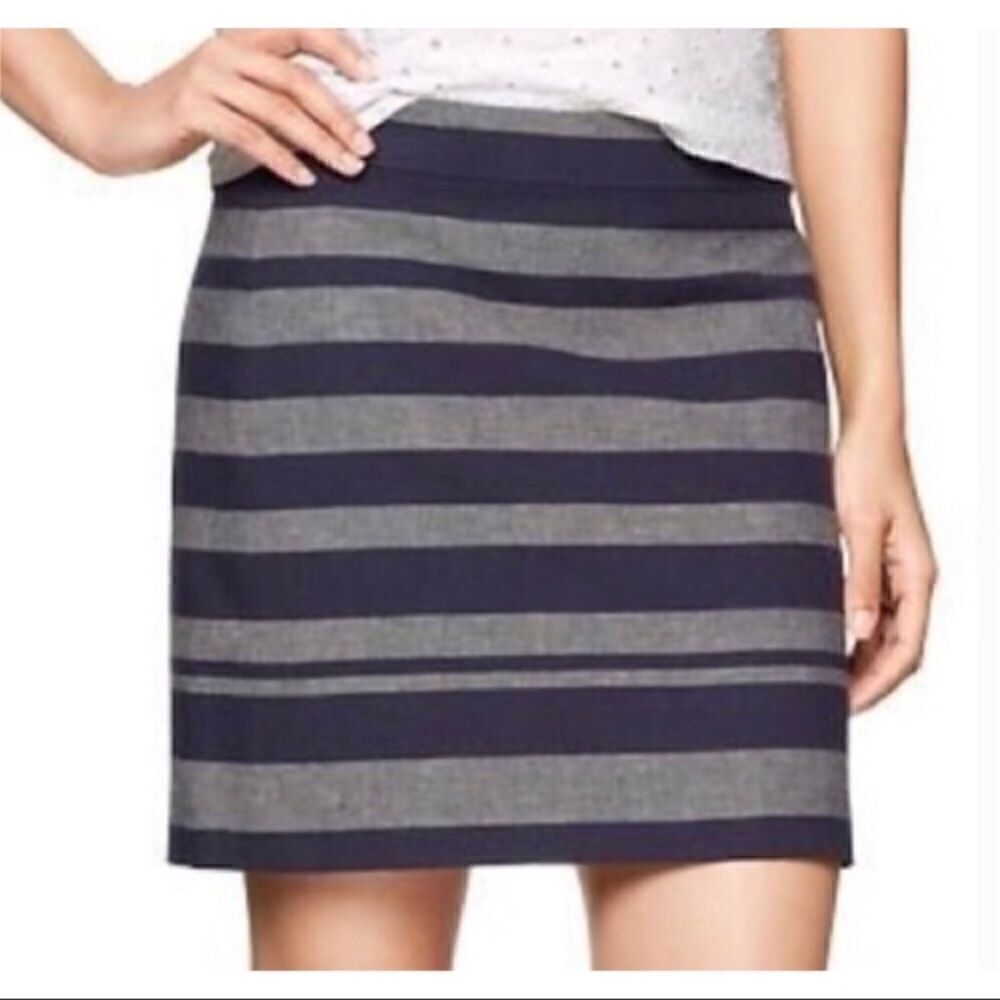 Gap linen blue & gray striped skirt size 12 OfficeSiren‎